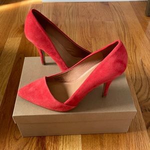Madewell The Mira Heel in Bright Flame, size 8